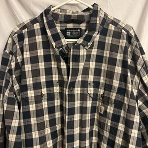 CARHARTT Loose Fit long Sleeve Plaid Button Work Shirt Men 4XL Cotton
